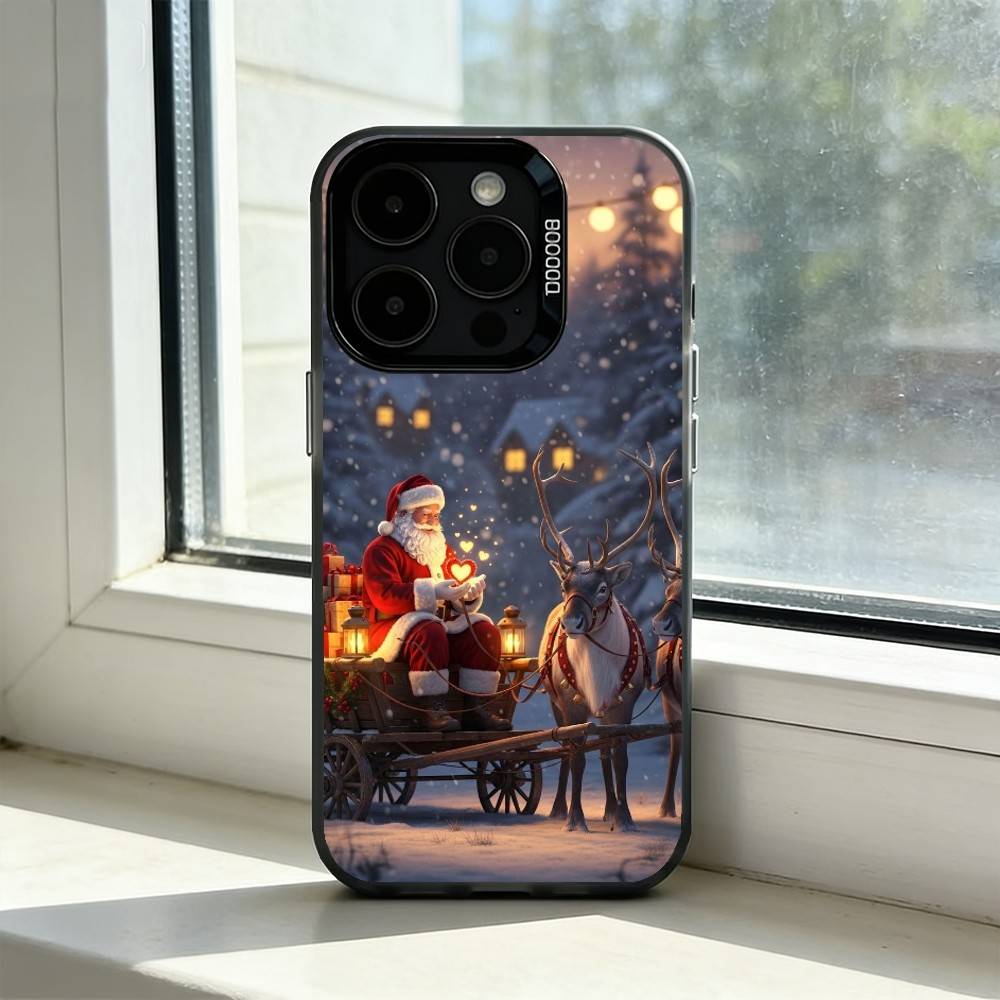 Christmas Santa Claus Phone Case For iPhone 17,16,15,14,13,12,11 Plus,Pro Max,XS,Colorful Silver Black Cover