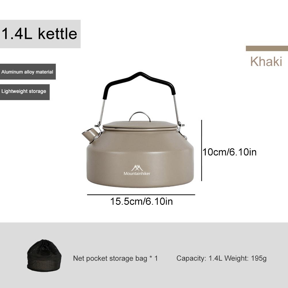 1.4L Portable Metal Whistling Teapot with Handle Ultralight Coffee Water Kettle for Outdoor Travel Camping Cooking
