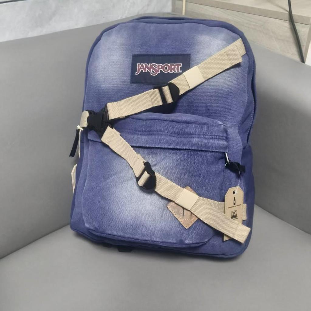 JanSport Unisex Denim Rucksack: Große Kapazität Laptop- und Schultasche für Reisen