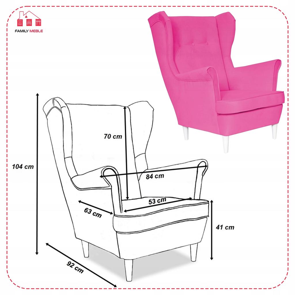 Diana Scandinavian Family Furniture Wing Chair Pink Barbie Fuchsia Pique