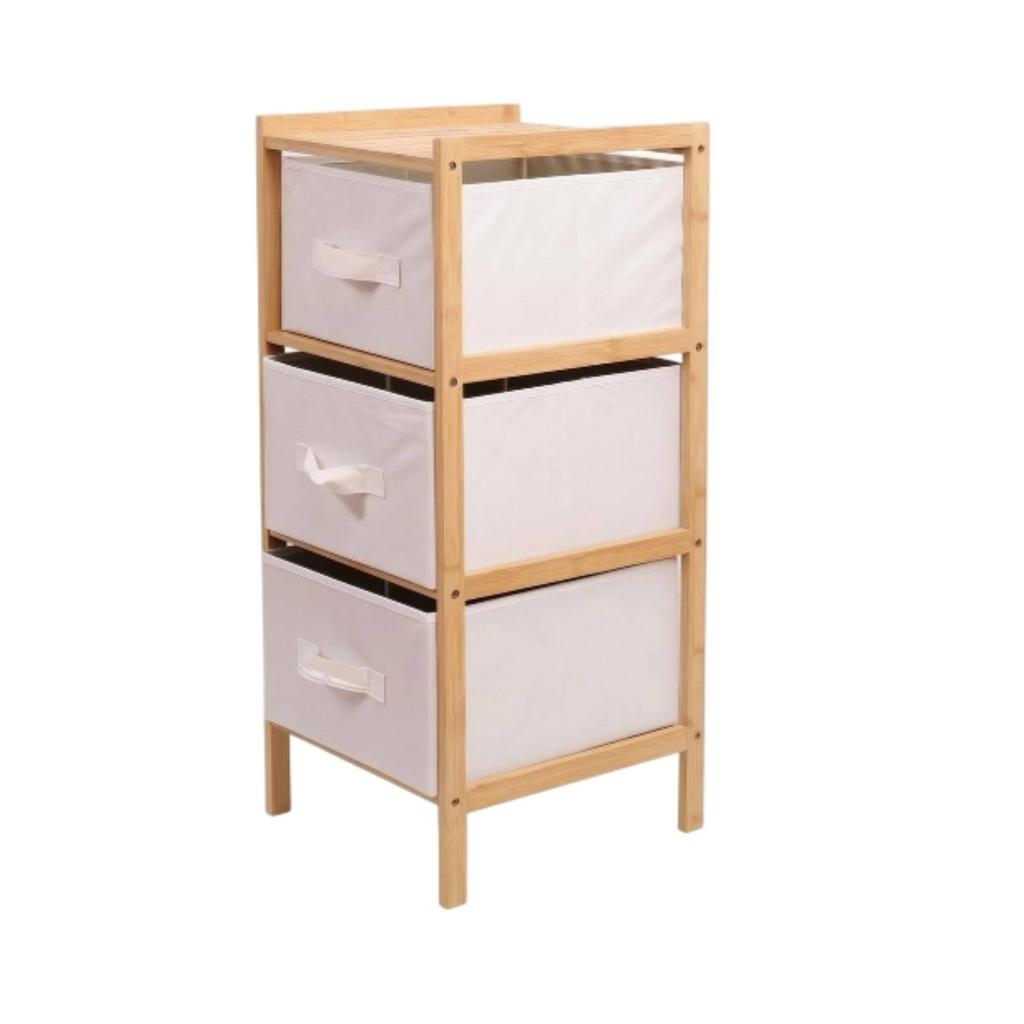 Bamboo Storage Rack Saving 3 Drawer Space-Efficient Design