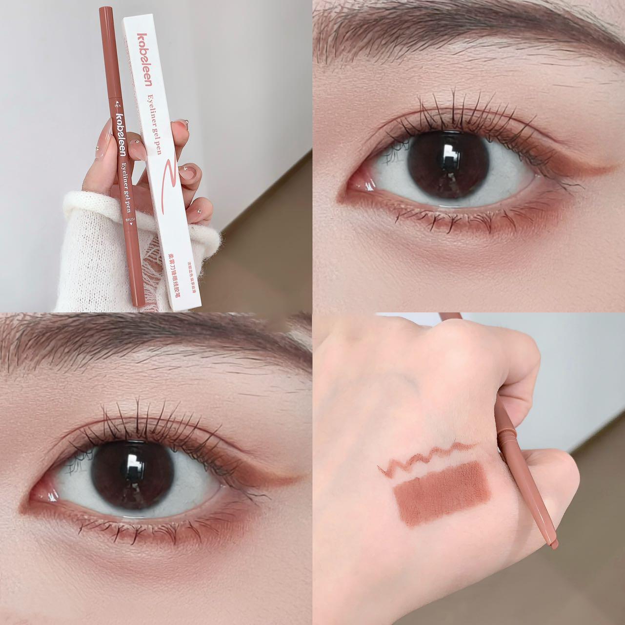 Dubbelzijdige Eyeliner Potlood Glad Pigment Mocha Bruin Zacht Aegyosal Pen Waterdicht Mat Liggende Zijderups Natuurlijke Oog Make-up