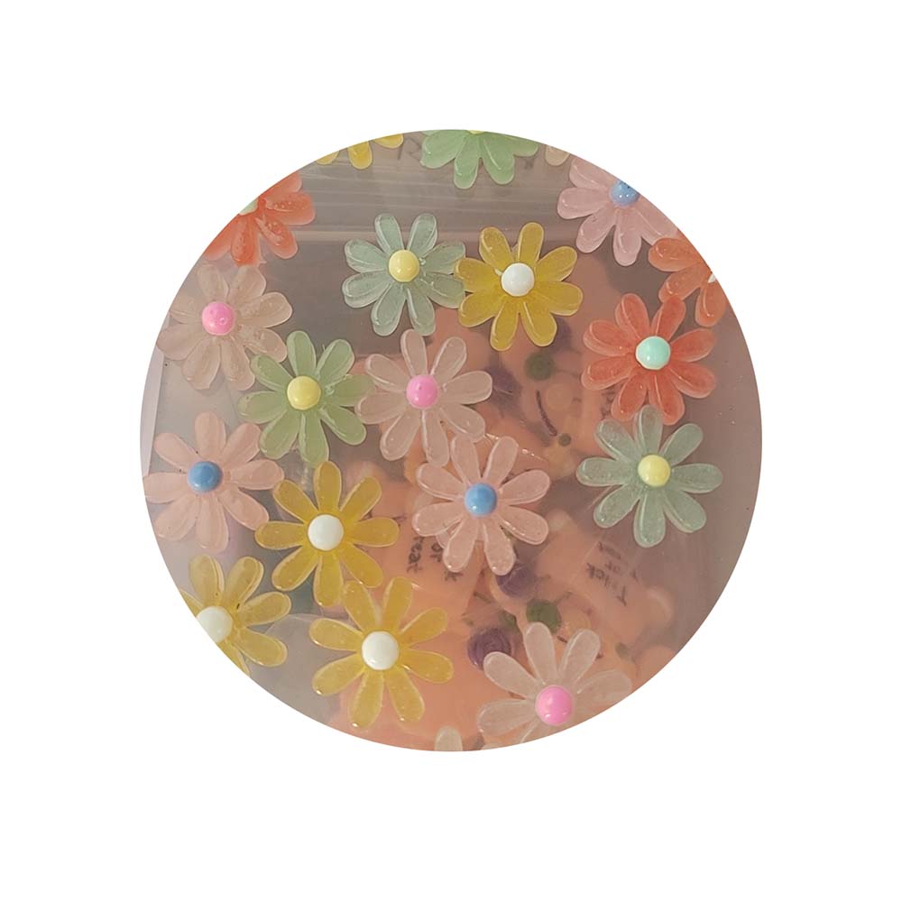 100pcs Resin Flower Beads Transparent Clear Daisy Flatback Cabochons Mix Colors DIY Accessory Embellishment