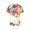 Adult sports fashionable round neck short sleeve, fishing hiking performance outdoor running exercise fitness performance printed top