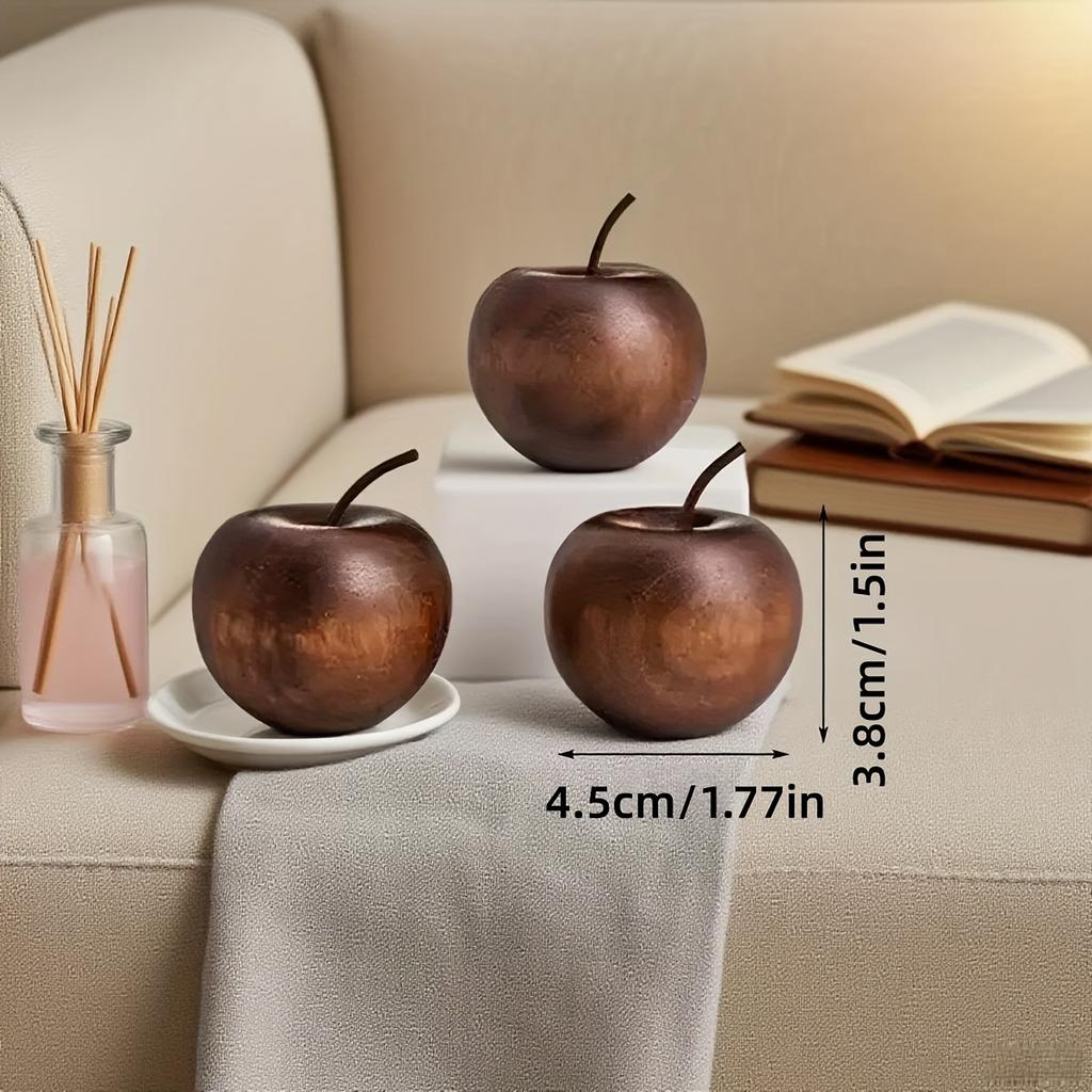 4/6-piece Natural Sapele Wood Apple-shaped Diffuser - Solid Wood Essential Oil Diffuser, Battery-free, Long-lasting Fragrance