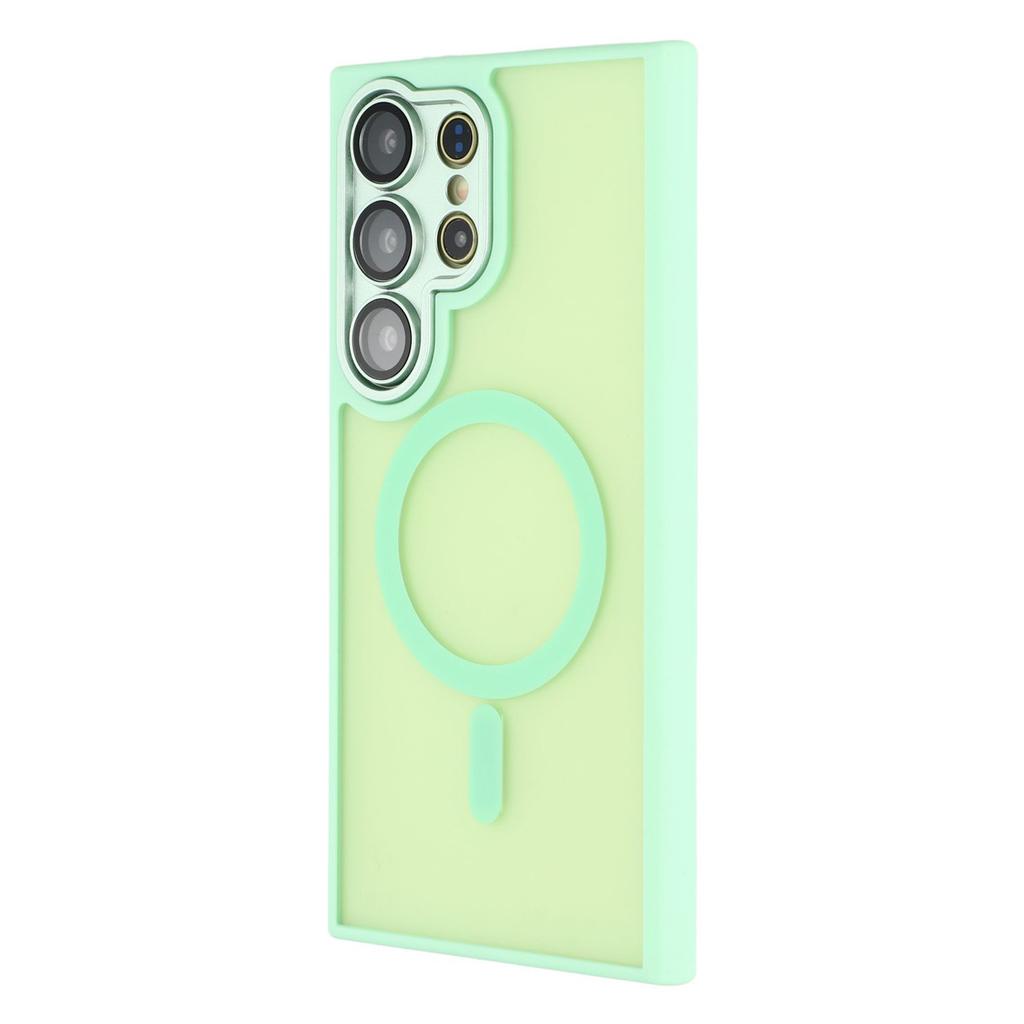 For Samsung Galaxy S23 Ultra Magnetic Case PC + TPU Matte Phone Cover with Glass Lens Film