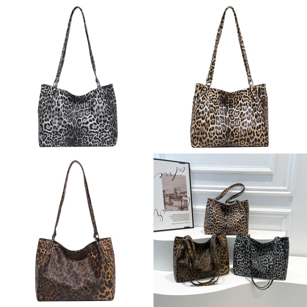 Fashionable Leopard Print Tote Bag For Women Stylish Large Capacity Pu Shoulder Bag