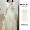 French princess retro white chiffon bubble sleeve long dress spring and summer first love super fairy gentle long dress