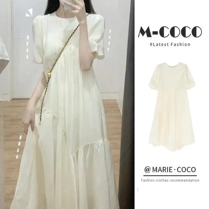 French princess retro white chiffon bubble sleeve long dress spring and summer first love super fairy gentle long dress