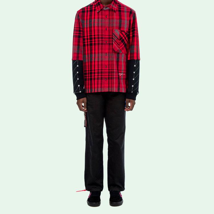 Off-White Checked Shirt Red Men Tops OMGA083E19E230102010