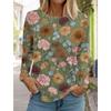 Mode femmes manches longues fleur T-Shirt col rond à manches longues vêtements décontracté vacances cadeau vêtements mode fête T-Shirt