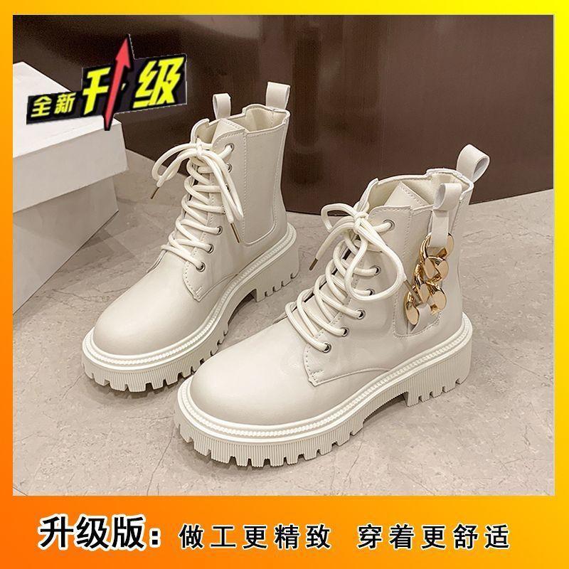 Retro temperament fashionable platform lace-up short boots 2025 autumn and winter new fashionable versatile side zipper Martin boots women