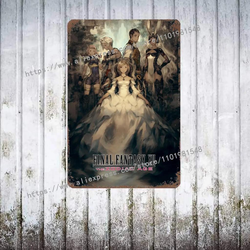 Yoshitaka Amano Final Fantasy VIIs Poster Vintage Blech Metallschild Dekorative Plakette für Pub Bar Man Cave Club Wanddekoration