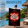 Sport Club Football Crest Printed Microfiber Beach Towel, Soft And Absorbent, Quick-Dry, Ideal for Summer Travel, Beach Essential, Swimming Pool