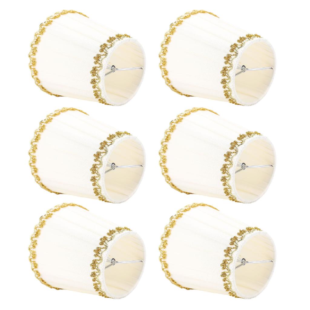 6PCS Fabric Lampshades Cloth Pleated Decorative Lamp Replacement Shade Clip On for Table Wall Lamps