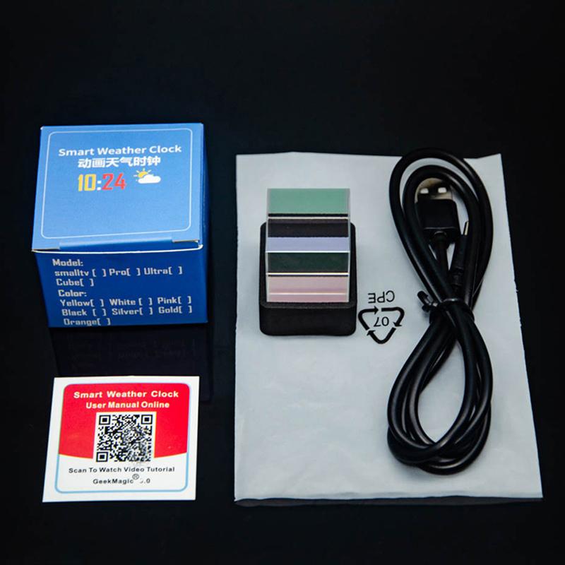 Crystal Cube Photo Display Holographic Desktop Smart Weather Station Digital Clock With Gif Animations Album