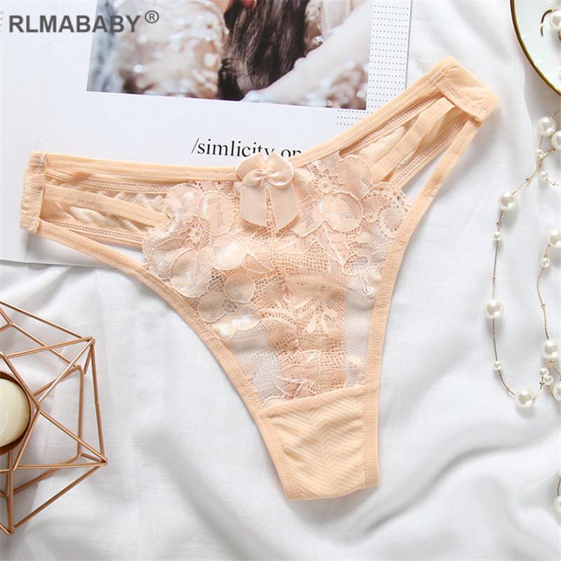 Sexy Three Straps Transparent Floral Lace Underwear Panties Fashion Women Hollow Out Lingerie Thong New Temptation Girl G-String
