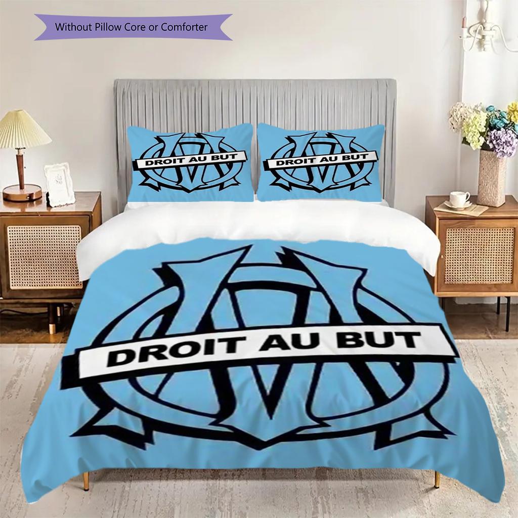 House Marseille Right Goal Three-piece Set (1 * Duvet Cover + 2 * Pillowcase, Without Core) 2D Flat Soft and Comfortable Duvet Cover and Pillowcase