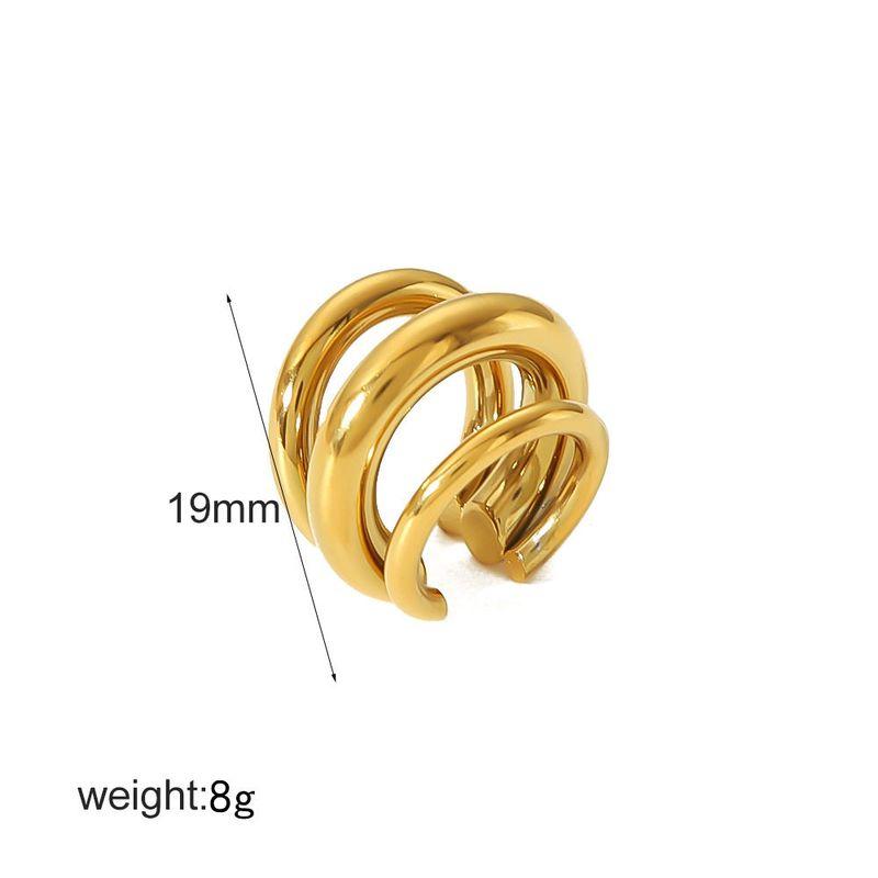 Fashion Ins Style Classic Simple Easiest for Match Titanium Steel Gold-Plated Three-Layer Ear Clip Fancy Earrings Ear Clip Without Pierced Ears