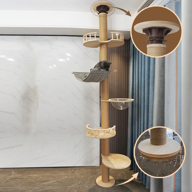 Solid Wood Cat Tower Toy Condo Large Cat Nest Scratching Platform Hammock Climbing Game Stand Kitty Scratching Post Pet Products