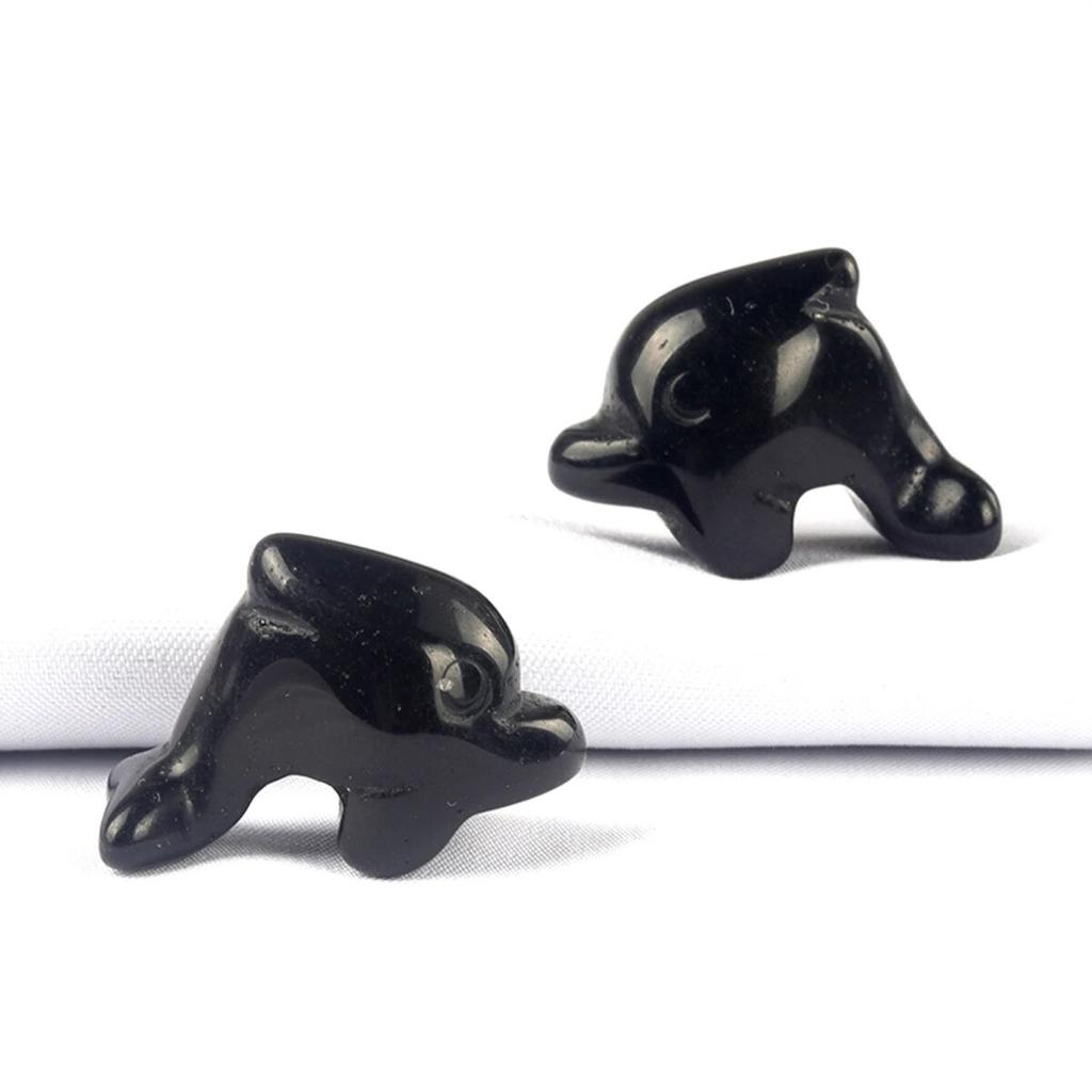 1 Stück kleine Möbel aus Naturstein, quadratisch, Delphin, geschnitzt, Dekoration für Schlafzimmer, Schreibtisch, Dekoration, Größe 18 x 27 mm