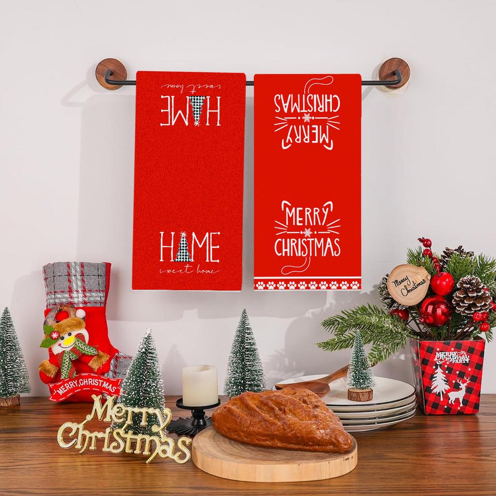 Christmas kitchen cleaning dish towels Christmas tree letter creative decoration microfiber towel