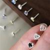 Color Zircon Stud Earrings Women's Love Bone Stud Design Sweet Cool Cochlear Stud Earrings Earrings