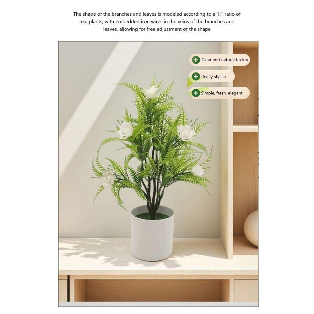 Multicolor Kunstmatige Roos Bloemen Bonsai Groen Gras Foto Requisieten Lente Gras Potplant Wit Bloempot Waterdicht