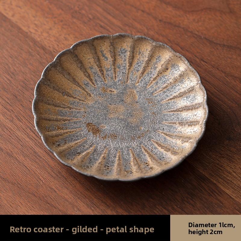 Kiln Change Glaze Ceramic Coasters Set Handmade Pottery Coasters for Hot Tea Cup Home Decor Kung Fu tea set