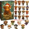 Christmas Highland Cow Advent Calendar 24 Days Christmas Countdown Calendar 3D PVC Highland Cow Ornaments Xmas Christmas Gifts