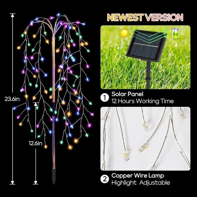 Outdoor Solar Garden Firework Lights LED Copper Wire Light Stake for Christmas Lawn Pathway Holiday Atmosphere Decoration