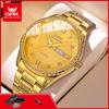 OPK 8113 Man Watch Luxury Diamond Bezel Date Week Stainless Steel Luminous Waterproof Original Business Men's Quartz Wristwatch
