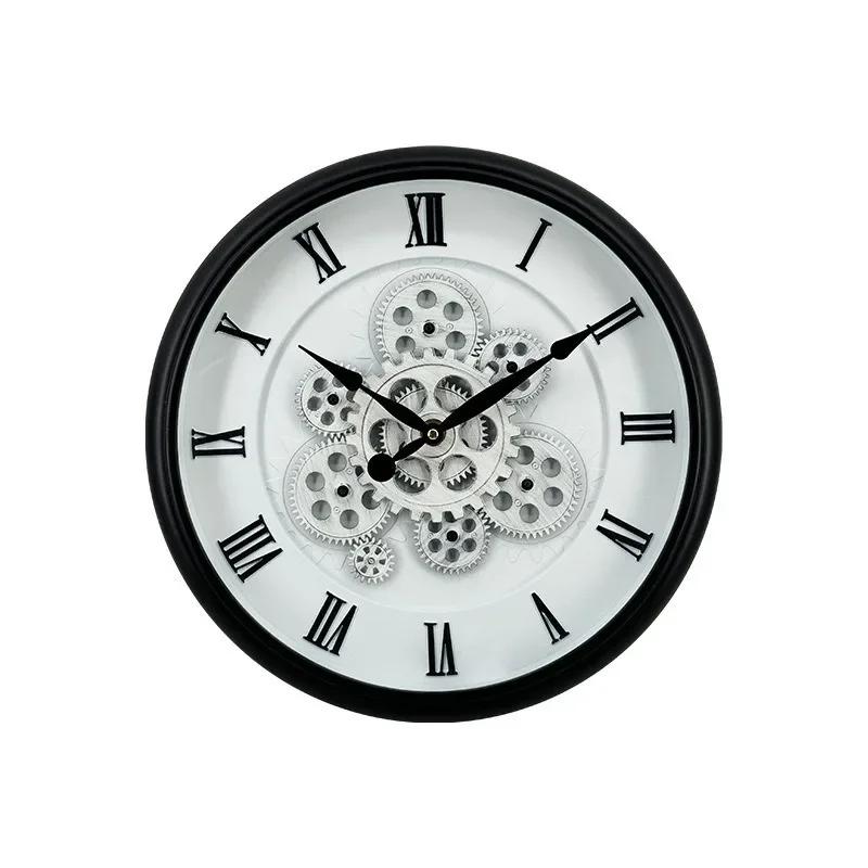 Luxury Industrial Gear Wall Clock Decoration Retro Silent Mechanical Large Home Decorative Room Art Style Gift Wall Clock 16inch