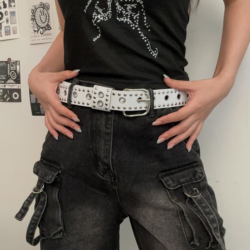 Women's Rivet Belt Fashion Casual Punk Style Pu Leather Waistband Personalized Waistband Decoration Accessory