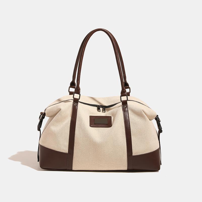 

Short travel bag, women s light luggage bag, business trip, large capacity canvas handbag, travel fitness tote bag темно-коричневого