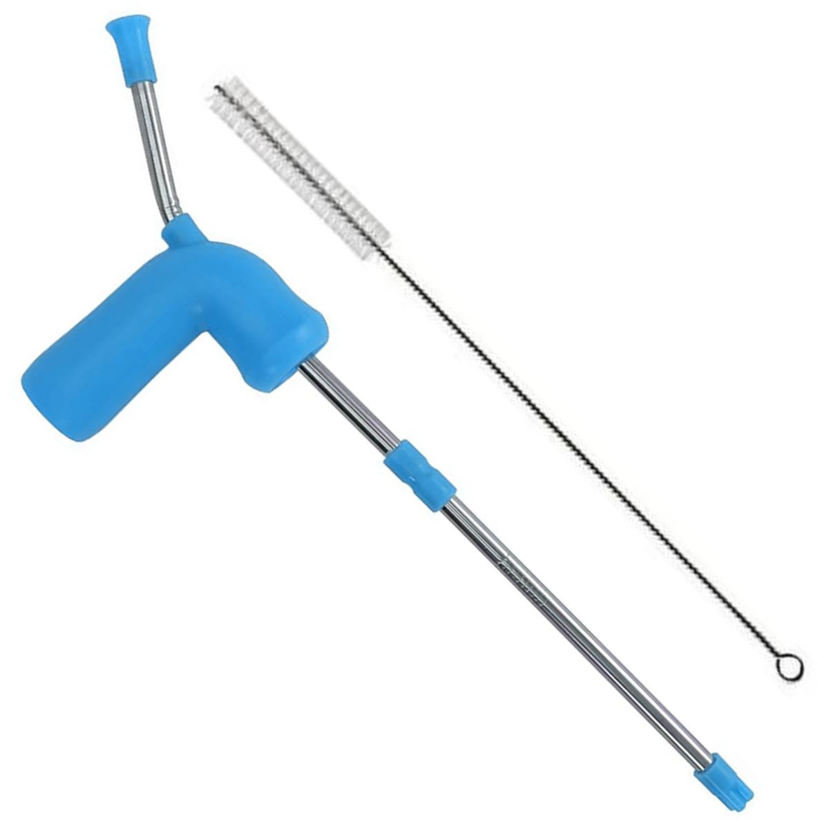 

Christmas Party Straw Beer Bong Snorkel Beer Funnel with Valve Bong Dispenser for Bar Games Straight Tube Straw with Brush синій