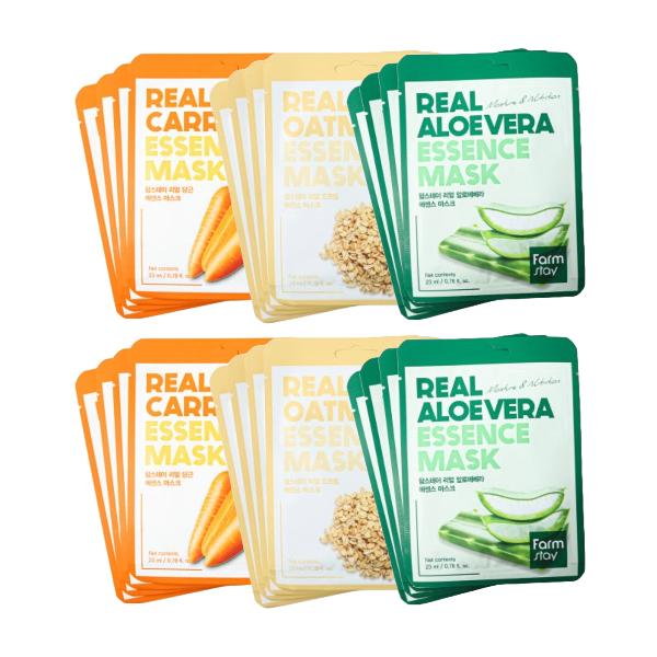 Farm Stay Real Essence Mask Combo Pack Ver.2 (1BOX / 12 Sheets) 23ml / 0.78 fl.oz. per sheet (3 Options)