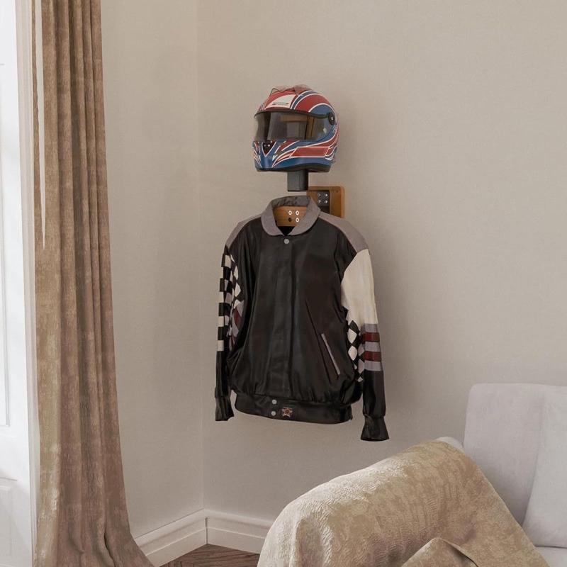 Wall-mounted Wooden Hat Rack On The Wall Motorcycle Helmets Display Rack Stand Wooden Helmet Holder