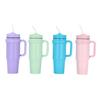 30oz Double Wall Stainless Steel Travel Mug With Handle Straw Insulated Car Cup Office Outdoor Use