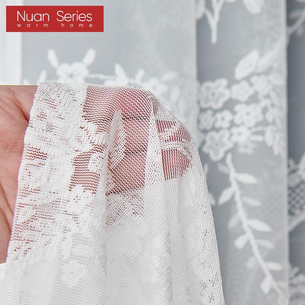 1PC Nuan Series 70-80% Blackout Dark Gray Blackout Curtains and Pure White Lace Sheer Double Layered Curtains for Living Room Bedroom Home Decoration
