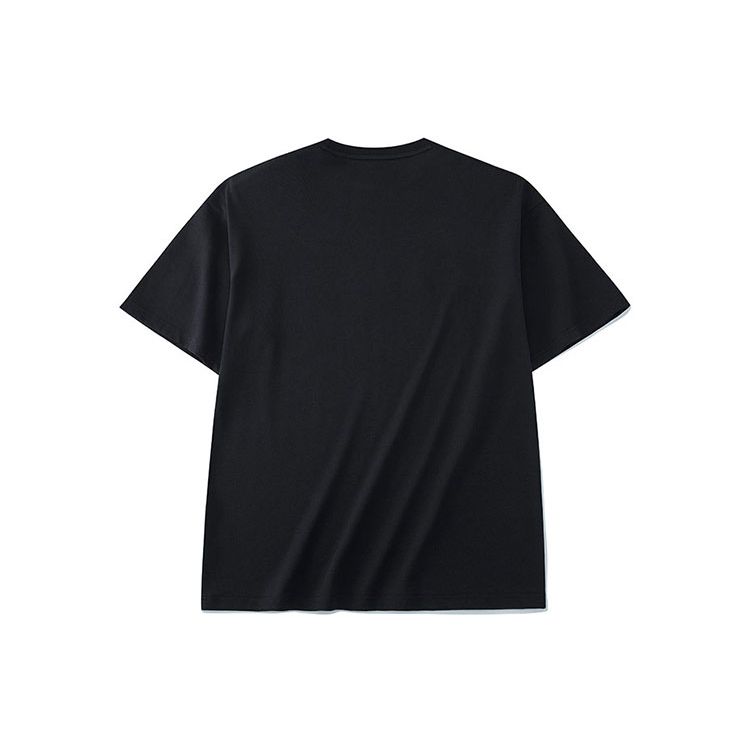 Anta Solid Color Graphic Print T-Shirt Unisex Tops Black 952228114-2