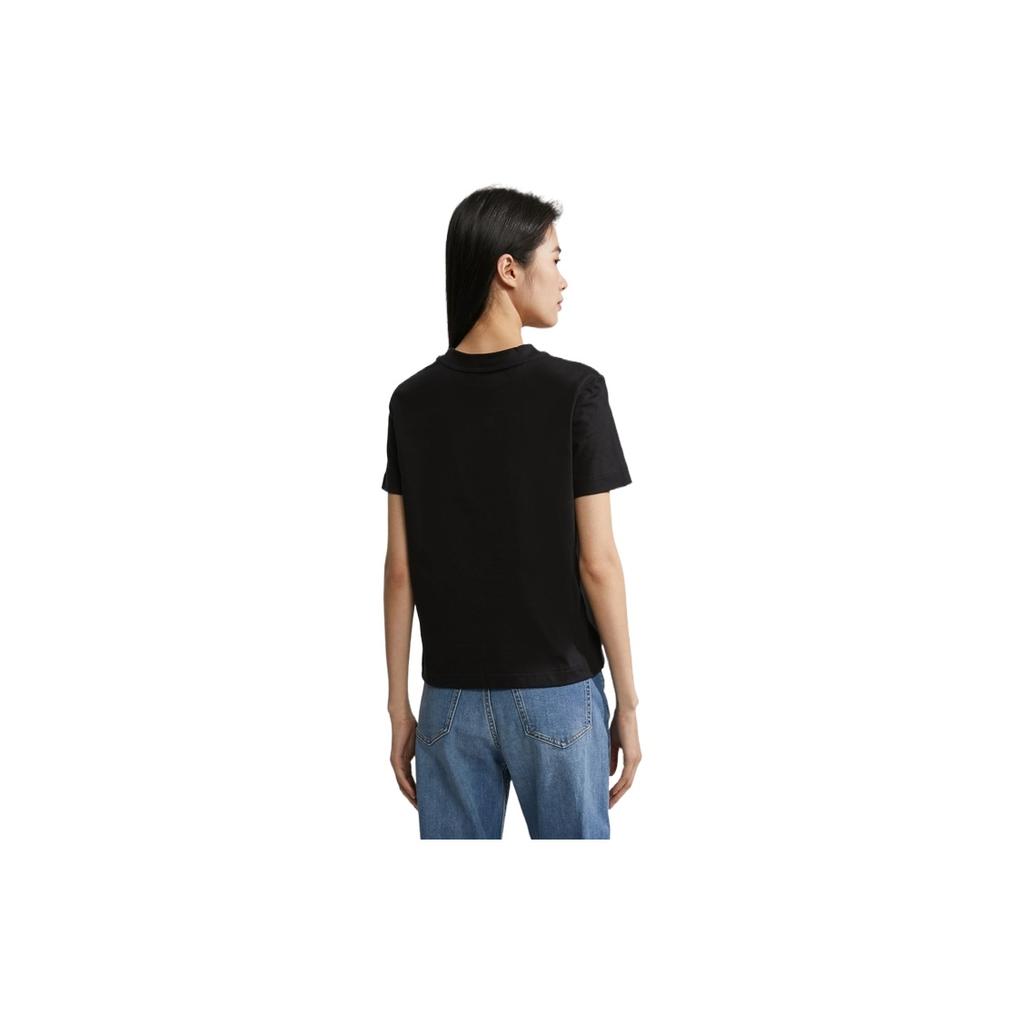 Calvin Klein T-shirt in cotone slim fit con logo ricamato da donna top nero 40WH105-BAE