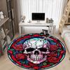 Stained Glass Skull with Roses Wall Art DecorRound Non-Slip Chair Mat Chair Carpet for Office Rugs for Office Decor Gift For Valentine's Day Mother's