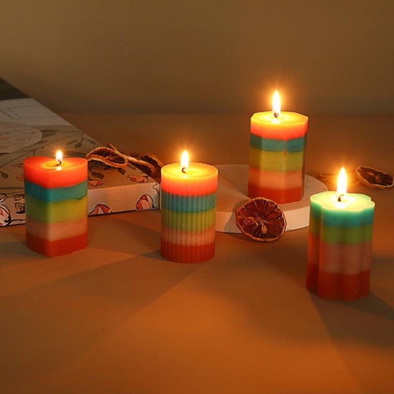 4 Stück Geometrische Zylinder Silikon Kerzenformen Gestreifte Zylinder Silikon Kerzenformen für Kerzenherstellung Gipsdekoration