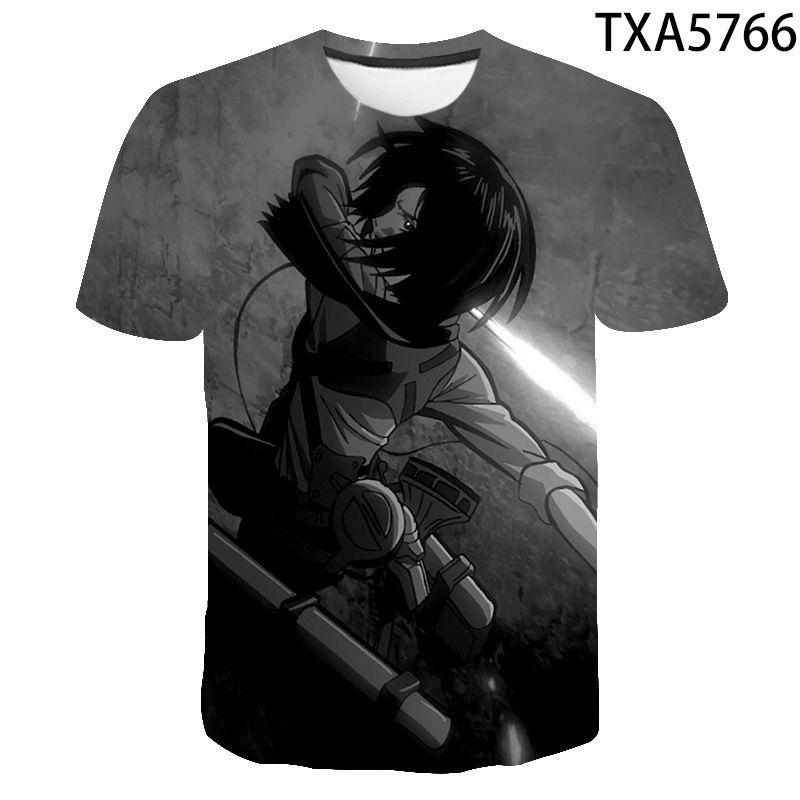 Attack on Titan 3D Pattern T-Shirt for Anime Fans, Stylish Cartoon Tops, Lightweight Polyester Casual Streetwear Clothes