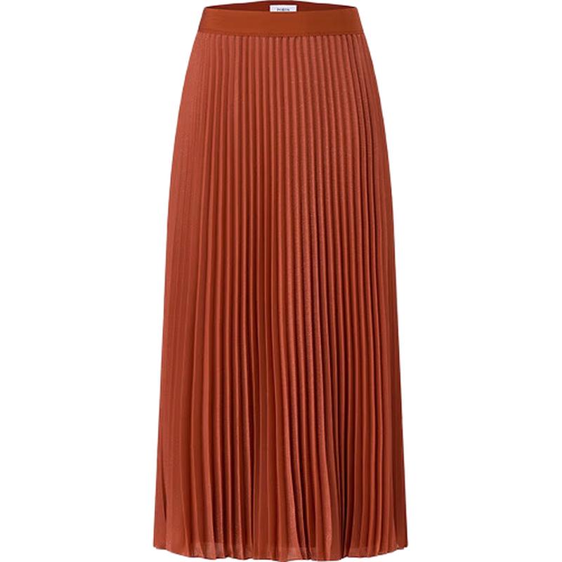 Ports Brick Red Taupe Pleated Midi Skirt