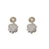French Floral Pearl Earrings: Versatile, Exquisite, Retro Studs for Women
