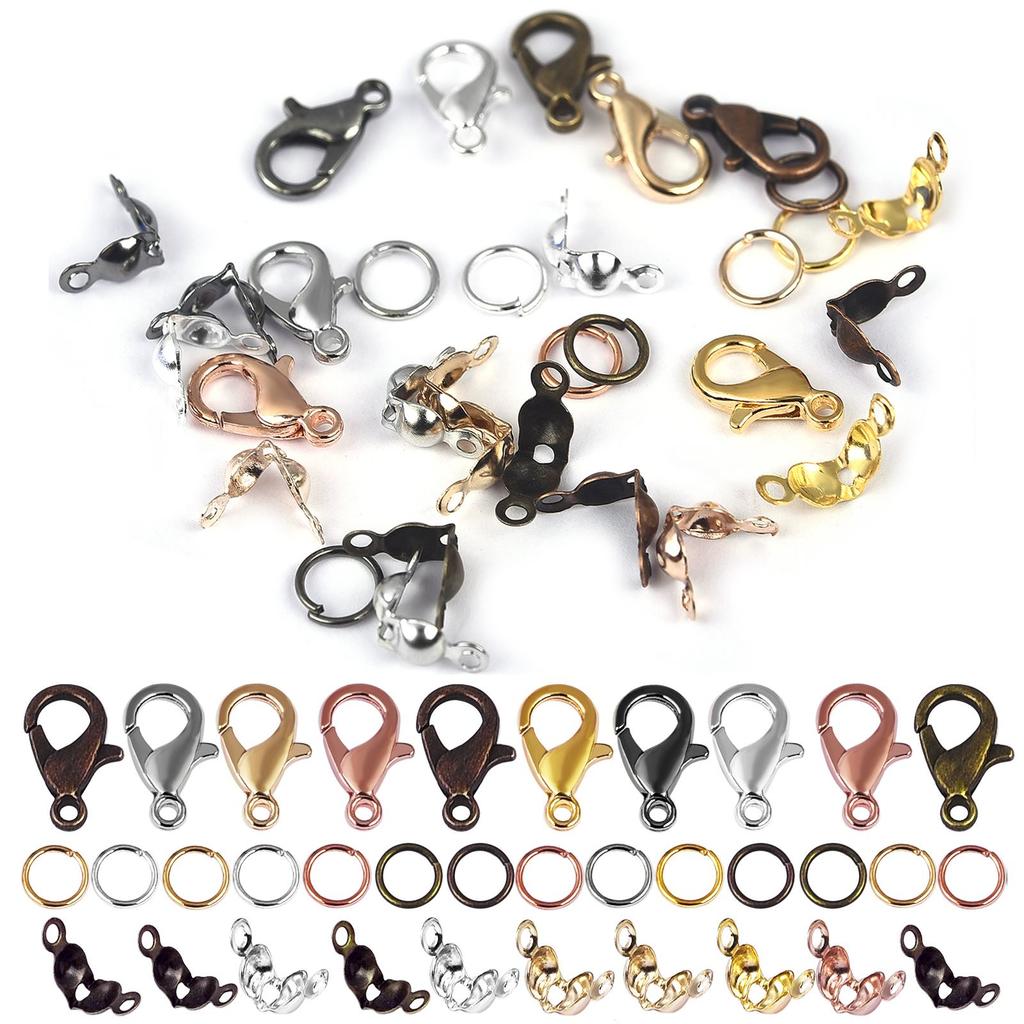 100pcs/Lot Metal Lobster Clasps Set Lobster Clasp Open Jump Rings For Bracelet Necklace Connectors Jewelry Making DIY Wholesale