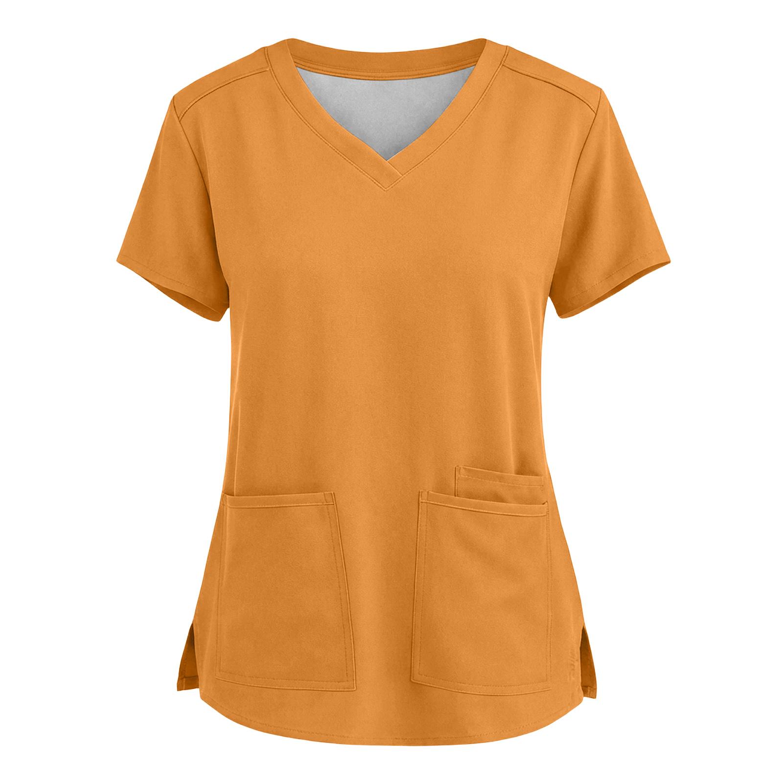 

Women s Fashionable Loose-Fit Short-Sleeve V-Neck Workwear Blouse With Slit And Pockets XL