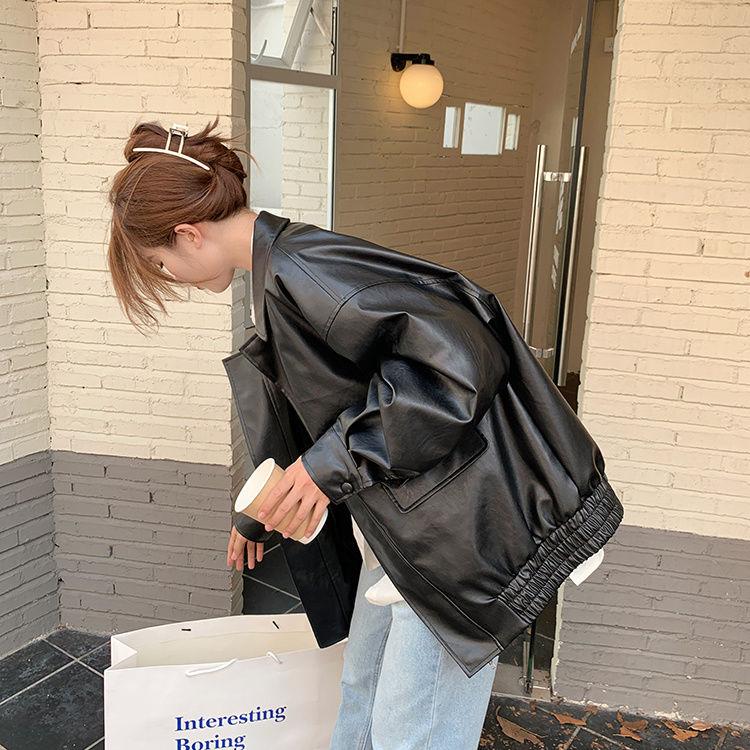 Frühling Herbst Mode Neue Damenmode Casual Temperament Revers Lederjacke Temperament High-End Luxus Retro Motorradjacke